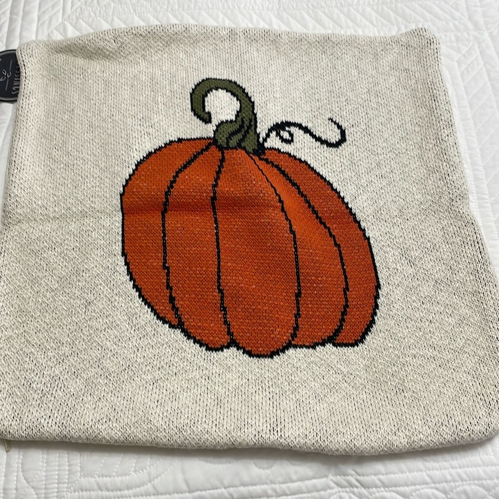 Blessings, knitted pumpkin pillowcase